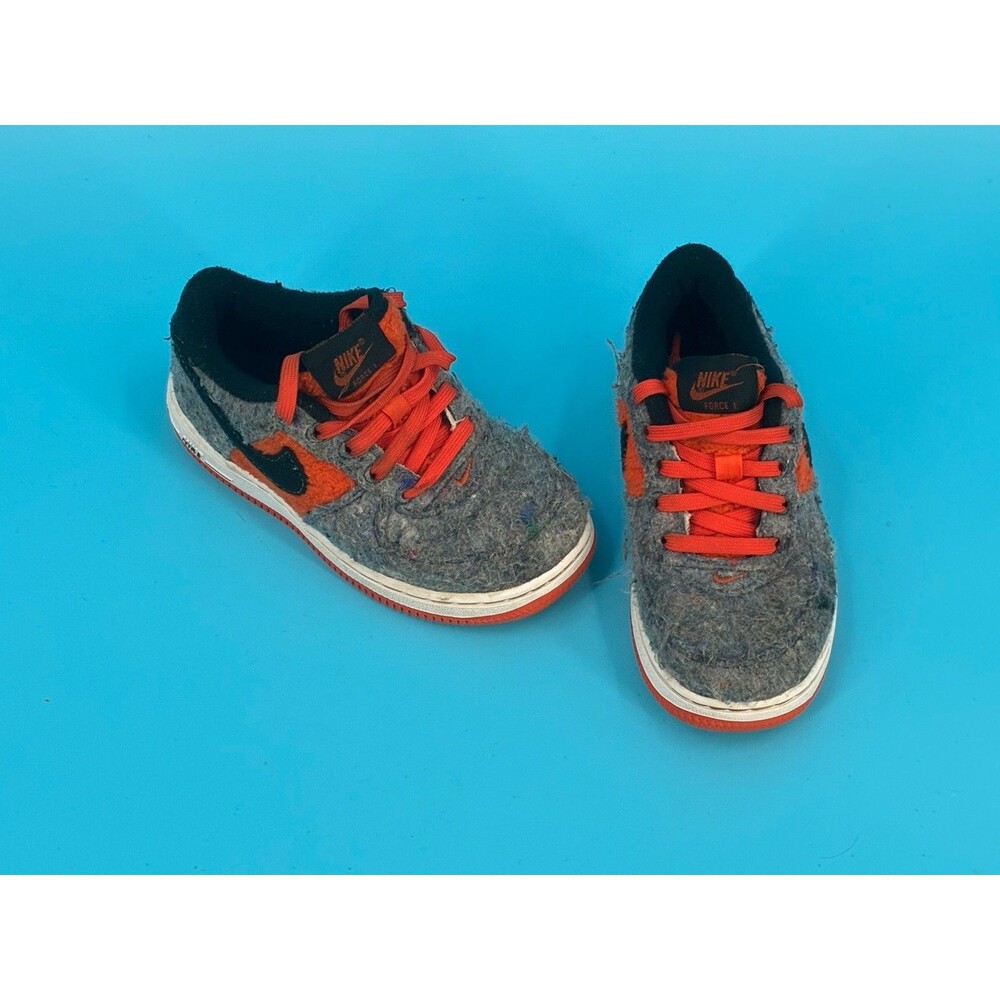 Nike Air Force 1 Low Toddler 9C Gray Felt Orange Black Sneakers Kids AF1